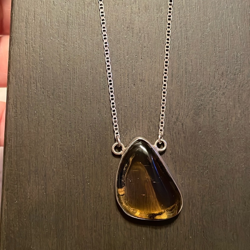 Topaz glass necklace from Italy on a sterling silver chain. *see description